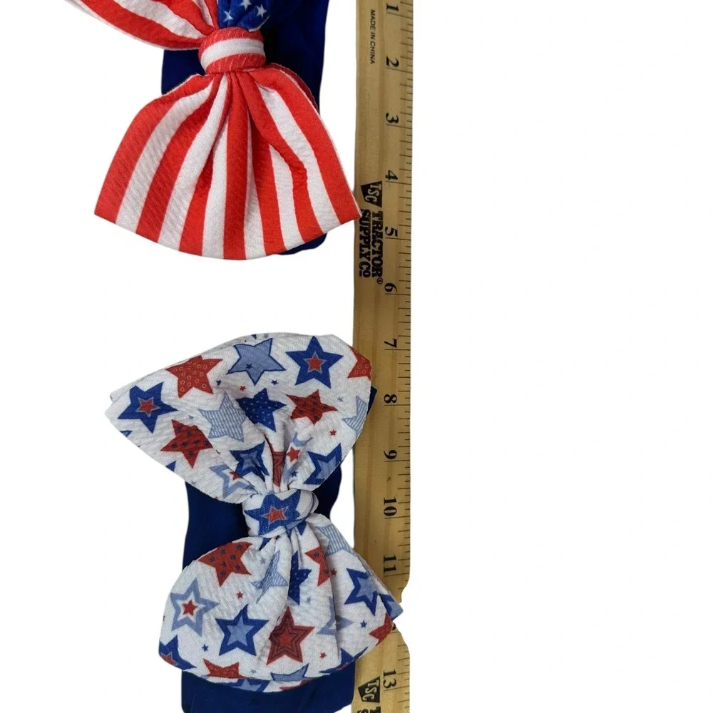 Unbranded Headband Infant 2 Pack Red White Blue Patriotic Stars Stripes Bows